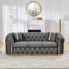 Button Tufted Couch With 2 Pillows, 3 Seater Luxury Chesterfield Sofa