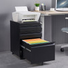 Contemporary Black 3 Drawer Mobile Filing Cabinet With Lock, Metal Office Storage For Legal / Letter Size