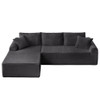 Modular Corduroy Sectional With Arched Armrests, Includes 3 Back Cushions & 2 Throw Pillows