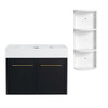 Modern Wall Mounted Bathroom Vanity With Thick Edge Resin Sink And Storage Rack