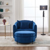 Oversized Velvet Swivel Barrel Accent Chair And Ottoman Set With Storage