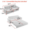 3 In 1 Convertible Sleeper Sofa With Nailhead Trim & Rolled Arm