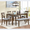 6 Pieces Kitchen Dining Set, Rectangular Wooden Dining Table With 4 Chairs And A Bench