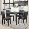 5 Pieces Wooden Dining Table Set, Square Table And 4 Upholstered Chairs