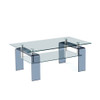 Modern Tempered Glass Coffee Table With 2 Tier Storage For Living Room