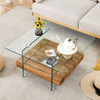 Modern 2 Tier Square Coffee Table, Elegant Marble Pattern