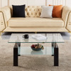 Luxury Modern Tempered Glass Coffee Table With 2 Layers