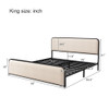 Modern Bed With Curved Upholstered Headboard And Footboard, Heavy Duty Metal Slats