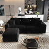 Deep Seat Convertible Sofa With Soft Pillows And Ottomans