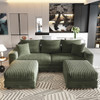 Deep Seat Convertible Sofa With Soft Pillows And Ottomans