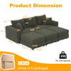 Deep Seat Convertible Sofa With Soft Pillows And Ottomans