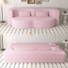 Modern Floor Sofa, With 2 Pillows, Convertible Teddy Fabric Foam Filled Bed