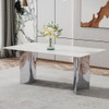 Modern Minimalist Dining Table With Marble Glass Top