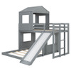 Loft Bunk Bed With Playhouse, Farmhouse, Ladder, Slide And Guardrails