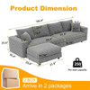 Plush Corduroy 4 Seat Sofa With Soft Pillows And Movable Ottoman