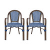 Bistro Chair With 2 Toned Checkered Pattern, (Set of 2) - White / Navy