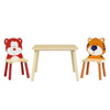 Table And 2 Chairs Set, Activity Play Table Set With Bear & Tiger Design - Natural