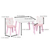 Table And Chair Set, 3 Piece Wooden Toddler Desk With Animal Backrest - Pink / White