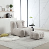 Modern Indoor Fluffy Bean Bag Chair With Memory Foam And Ottoman, Super Soft