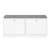 Shoe Storage Bench With Cushion, Entryway Organizer Cabinet For Hallway - White