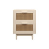 Nightstand With 2 Drawers, Storage Side Table For Bedroom - Antique Natural / Rattan