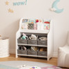 Bookshelf With 6 Storage Bins, Multi Functional Children's Bookcase And Toy Organizer - White