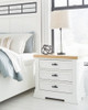 Ashbryn - Three Drawer Night Stand - White / Natural