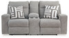 Biscoe - Power Reclining Loveseat With Console /Adj Headrest - Pewter