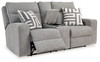 Biscoe - Power Reclining Loveseat With Console /Adj Headrest - Pewter