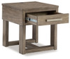 Loyaska - Rectangular End Table - Grayish Brown