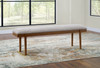 Lyncott - Large Upholstered Dining Room Bench - Gray / Brown