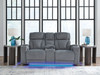 Studio Cave - Power Reclining Loveseat with Console - Steel