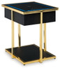 Rexwell - Accent Table With Speaker - Black / Gold Finish
