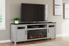 Darborn - 88" TV Stand With Electric Infrared Fireplace Insert - Gray / Brown