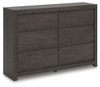 Fraluna - Six Drawer Dresser - Charcoal