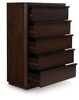 Dilenno - Five Drawer Chest - Dark Brown