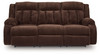 Free Wake - Reclining Power Sofa With Drop Down Table - Chocolate