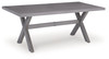 Half Moon Beach - Rectangular Dining Table With Umbrella Option - Gray