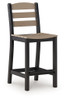 Shoreline Beach - Outdoor Counter Table And 2 Barstools (Set of 3) - Black / Beige
