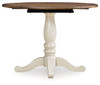 Wirloni - Round Dining Room Drop Leaf Table - Antique White / Brown