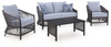 Bridges Beach - Loveseat, Lounge Chairs, Table Set (Set of 4) - Gray