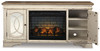Realyn - 2 Pc. - 74" TV Stand with Electric Infrared Fireplace Insert - Chipped White