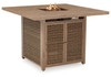 Walton Bridge - 5 Pc. - Square Bar Table W/Fire Pit, 4 Barstools - Driftwood