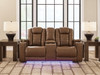 Gruaro - Power Reclining Loveseat With Console / Adjustable Headrest - Amber