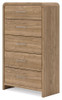 Gramburg - Five Drawer Chest - Warm Natural Brown