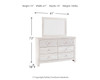 Paxberry - Dresser, Mirror - Medallion Drawer Pulls - Whitewash