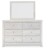 Paxberry - Dresser, Mirror - Medallion Drawer Pulls - Whitewash