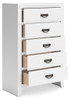 Binterglen - Five Drawer Chest - White