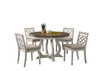 Havanna - 5 Piece Wide Round Dining Table With Off White Chairs (Set of 5) - Vintage Walnut