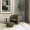 Barrel Chair With Nesting Ottoman - Forest Green